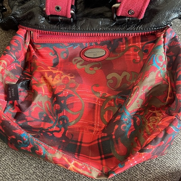 Francesco Biasia Red and Black Leather Hobo Designer Rare Bag - Picture 13 of 16